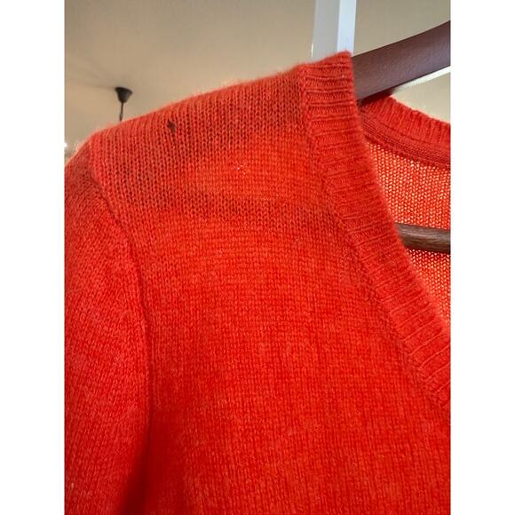 ATM 100% cashmere sweater neon red/ orange Size S v neck - Picture 2 of 5